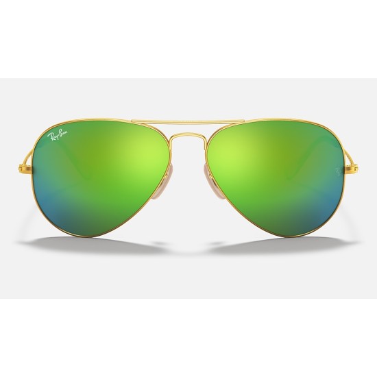 AVIATOR FLASH LENSES
Lenses: Green Mirror  +  Frame: Gold